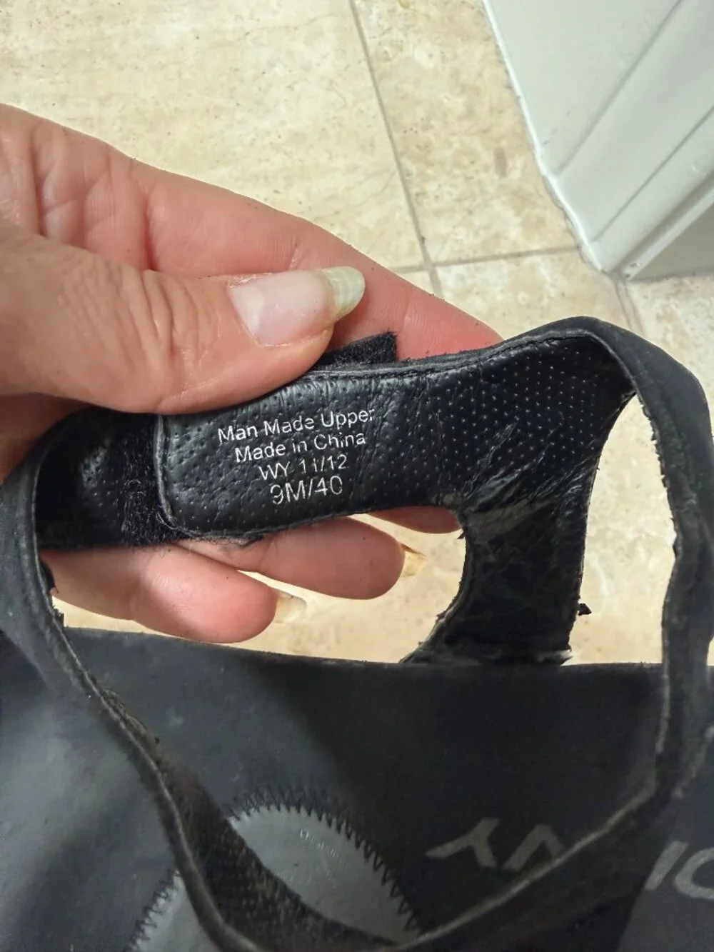 DKNY Black Wedge Sandals Velcro Ankle Strap Croc Embossed Size 9M